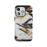 Schwarzer und goldener Chevron-Marmor